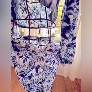 Skirt Set Blue Floral Print